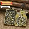 Amulet of Eight Guardian Deities Keychain: Brass Five Emperors Coins with Twelve Zodiac Pendant.