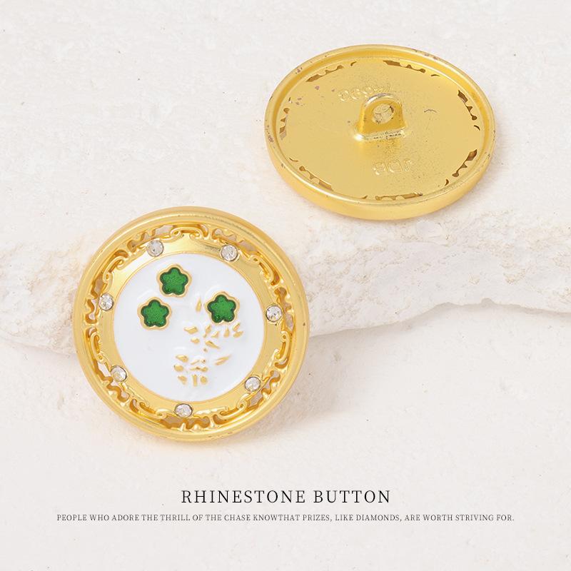 

5pcs Chinese National Style Hollow Metal Buttons Hanfu Tang Suit Jacket Gold Buttons Coat Trench Coat Suit Button Accessories 18mm6 #gold + white oil