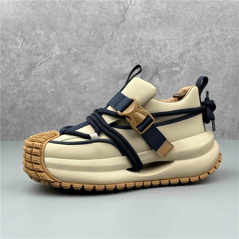 Luxury New Designer Men's Vintage Lace Up Thick Bottom Shoes Causal Flats Moccasins Male Hip-hop Sports Walking Sneakers