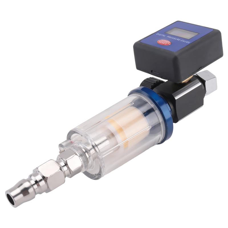 AD23-Digital Air Compressor Regulator, 1/4In Thread Compressed Filter Pressure Display Meter Oil Water Separator