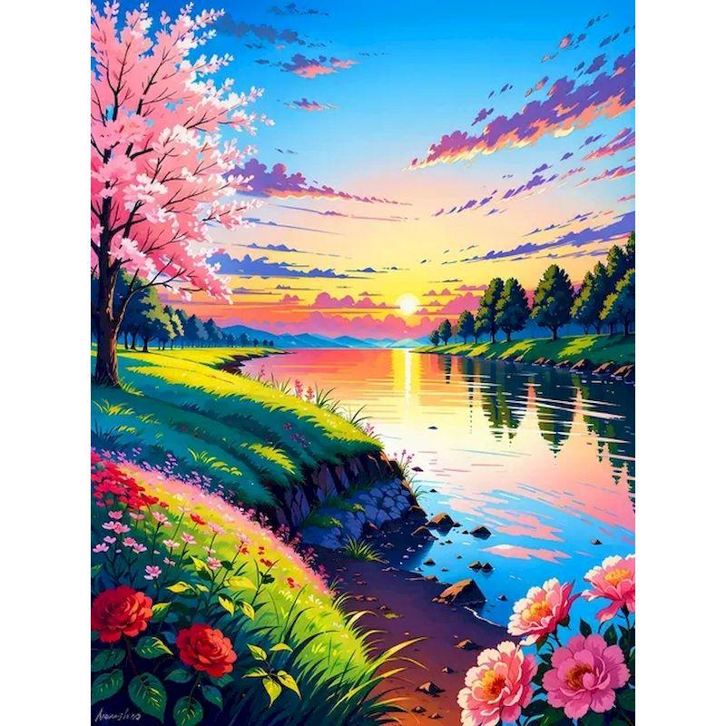 

GATYZTORY Acrylic Painting By Numbers Paint Kit Coloring By Numbers On Canvas Sea View Wall Art For Handiwork Gift For Adults 30x20cm no frame