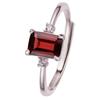 S925 Sterling Silver Natural Color Treasure Ring Female Citrine Amethyst Topa Garnet Sugar Cube Simple