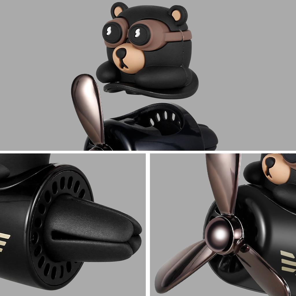 Car Air Freshener Cute Bear Car Vent Aroma Diffuser Reusable Car Air Outlet Scented Clip with Rotating Propeller Air Outlet