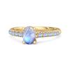 Moonstone Pave Band Classic Statement Ring - 925 Sterling Silver Gold Vermeil