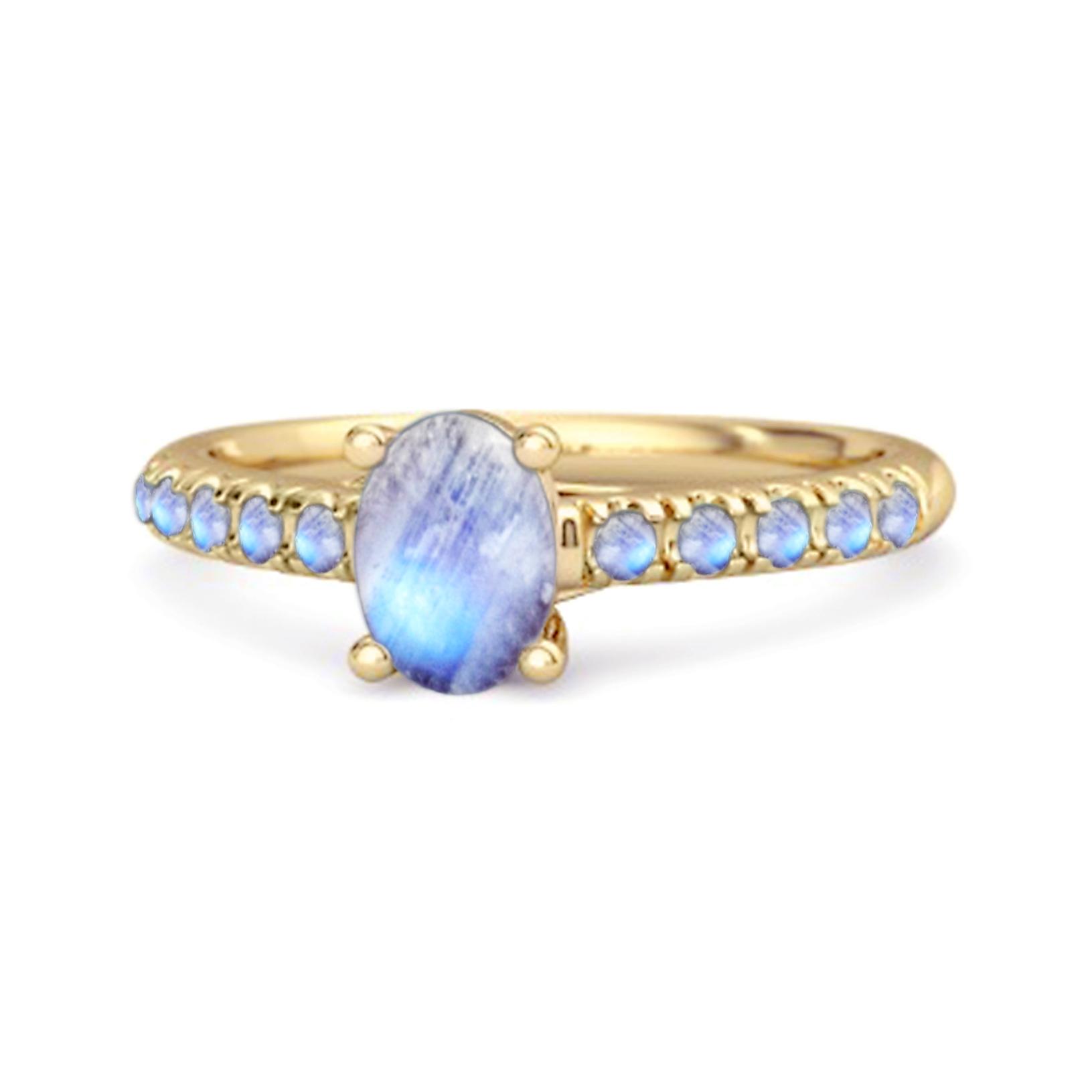 

Moonstone Pave Band Classic Statement Ring - 925 Sterling Silver Gold Vermeil 11 золотий/жовтий