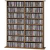CD/DVD Storage Unit, 16 Compartments, 12 Adjustable Shelves, 720 CDs/396 DVDs, Walnut