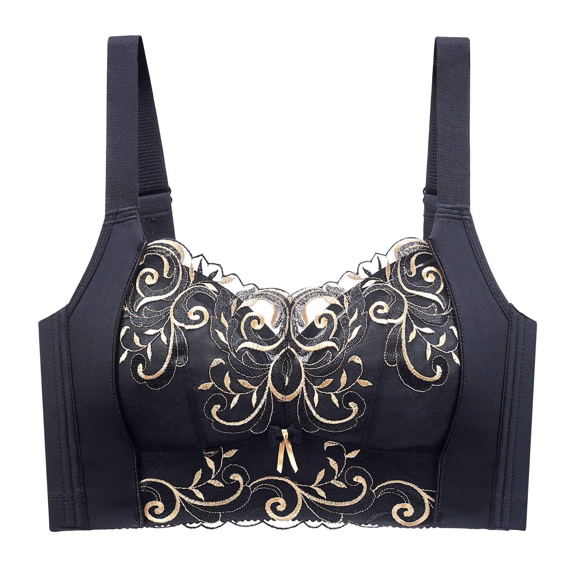 

Нижнее белье женское грудь собранный большой размер без стального кольца регулируемый анти провисающий бюстгальтер 34/75C чёрный