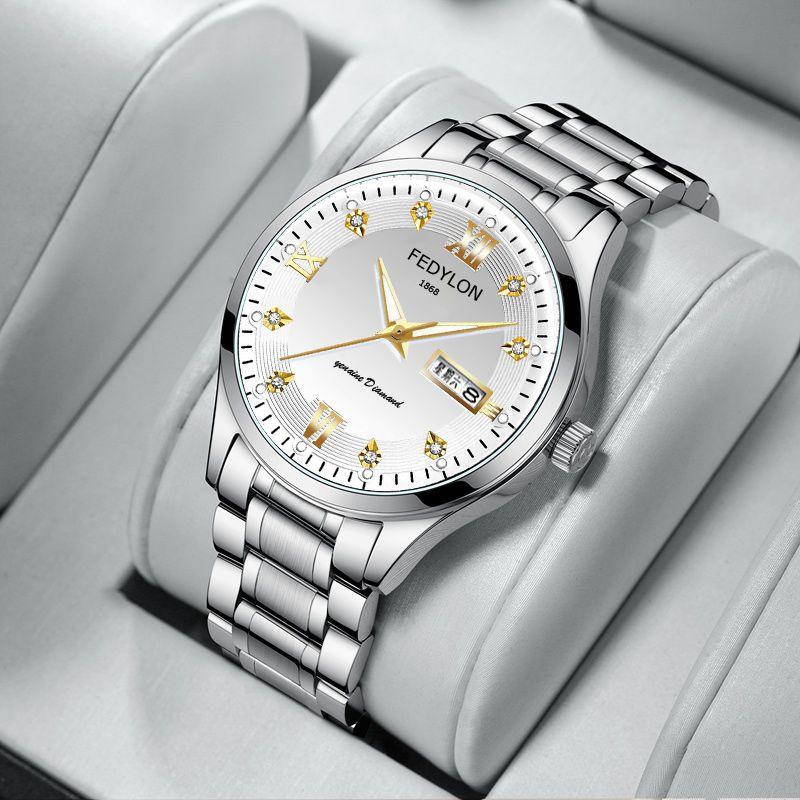 New Automatic Movement Luminous Waterproof Double Calendar Electronic Watch Men's Korean Quartz Mechanical Watch