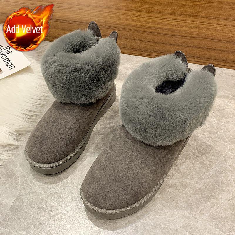 Fashion Winter Fleece-Lined Warm Solid Color Snow Boots for Women Platform New Rock Waterproof Non Slip Y2k Large Size Goth Woman Shoes