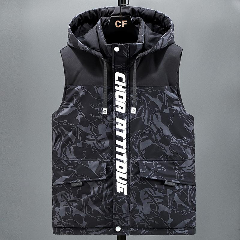 

Батал S-8XL Зимние безрукавки парки Мужская верхняя одежда Мода Мужской теплый жилет с капюшоном S