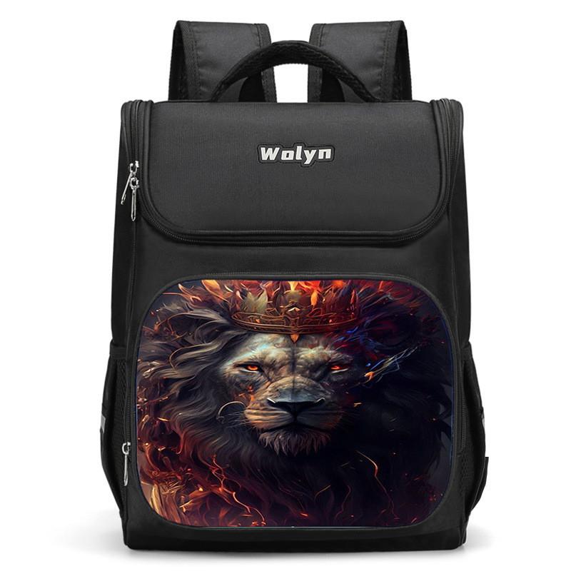 Spacious Lion-themed Backpack For Elementary School Kids Oxford Fabric Lightweight