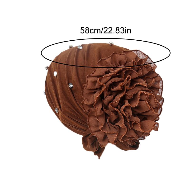 1Pc Muslim Headwear Nail Drill Fashion Pullover Cap Elasticity Women Turban Hat Chiffon Hat