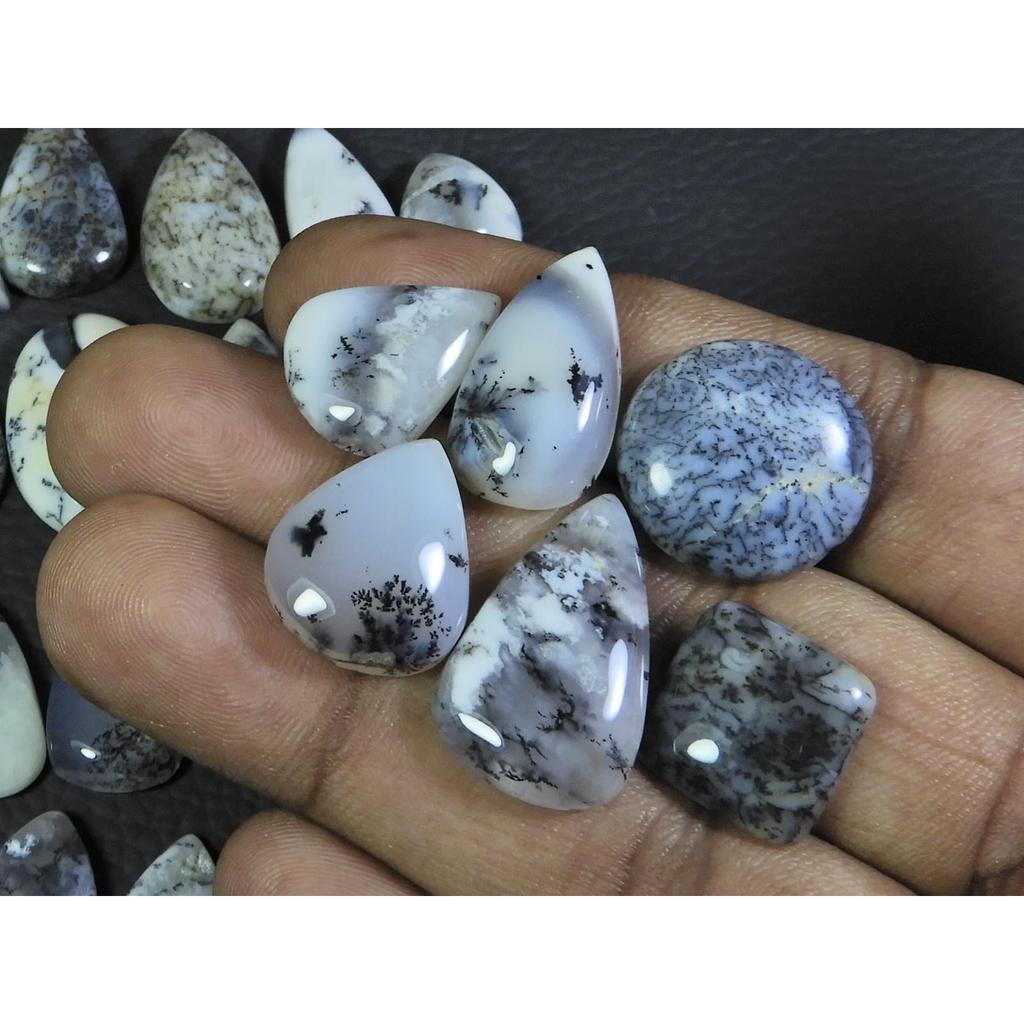 243Cts. Natural Dendrite Opal Mix Cabochon Loose Gemstone 25Pcs Lot A-785