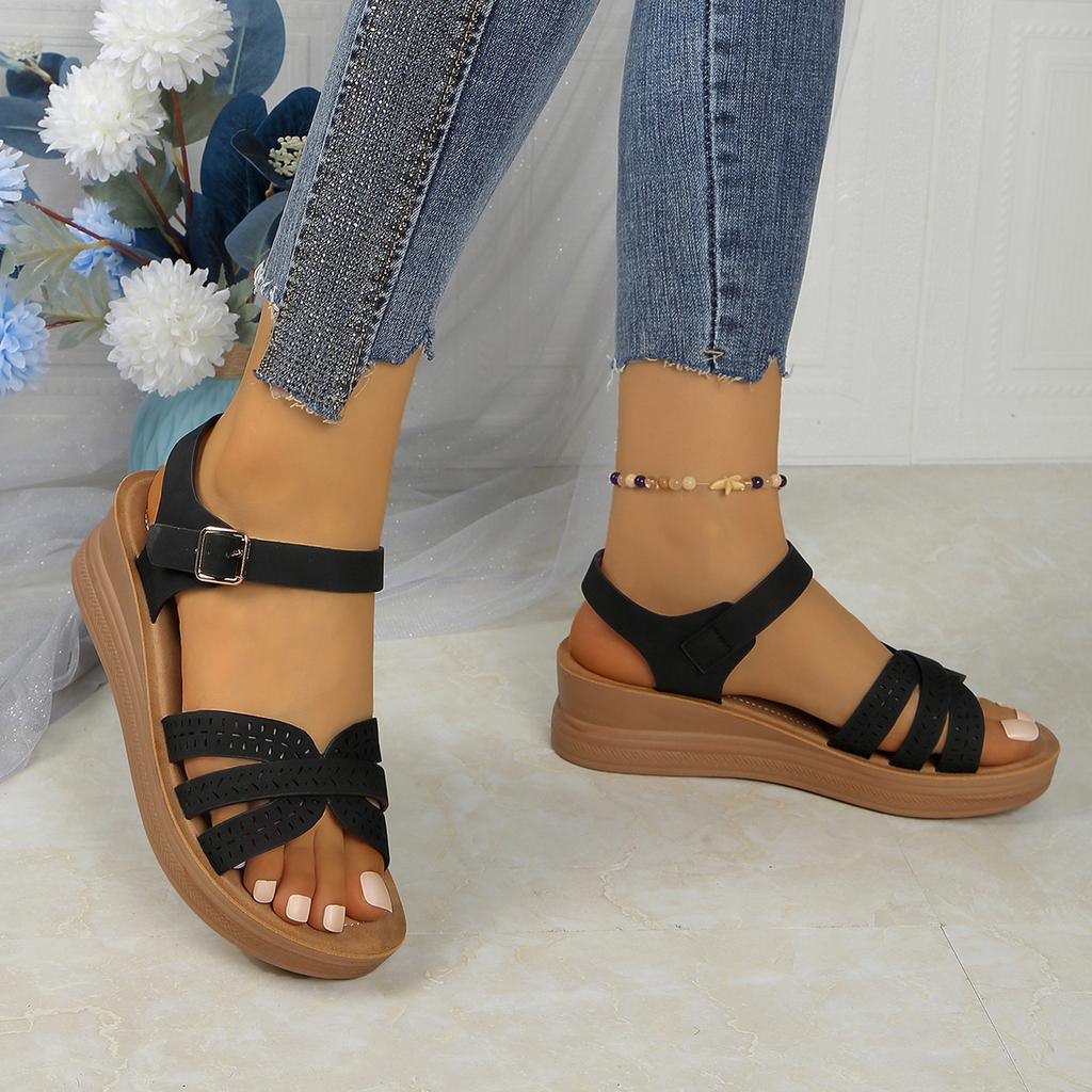 Fashion Women Vintage Roman Sandals Summer Walking Fish Mouth Soft Sole Fashion Open Toe Platform Comfortable Women Shoes