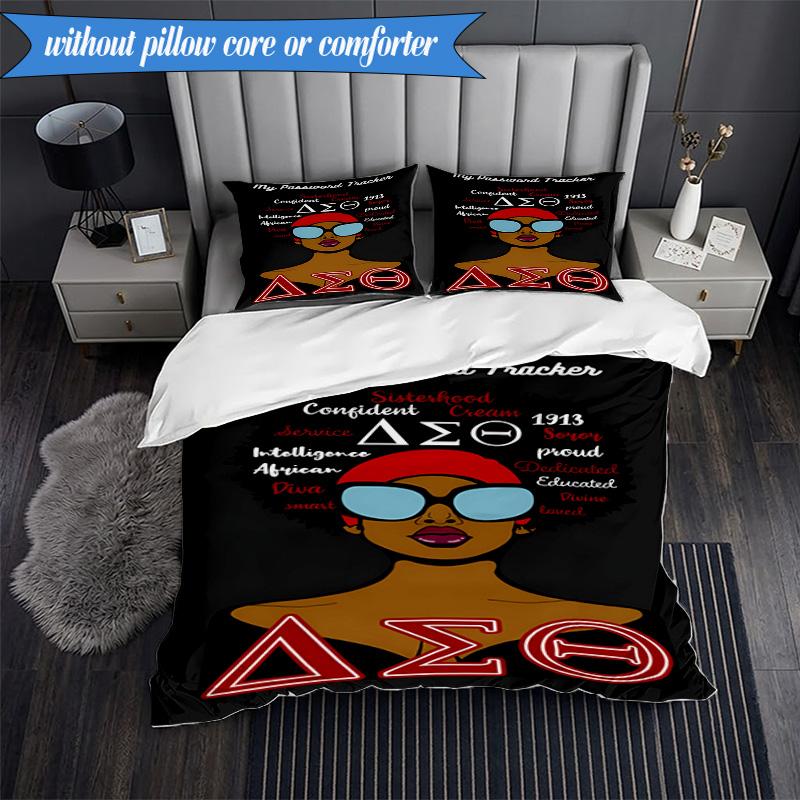 3PCS Delta Sigma Theta Bedding Set 2D Printing (Includes 1 Duvet Cover + 2 Pillowcases Coreless), Bedroom decor,Fan Gift