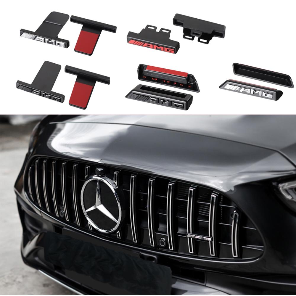FSI1 Auto Front Grille Badge Decoration ABS Sticker Accessories for Mercedes Benz W204 W205 W211 Amg W212 W213 W177 GLA CLA GLK W210