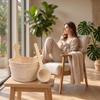 Wooden Sauna Pail Natural Wood and Ladle Set Long-Lasting