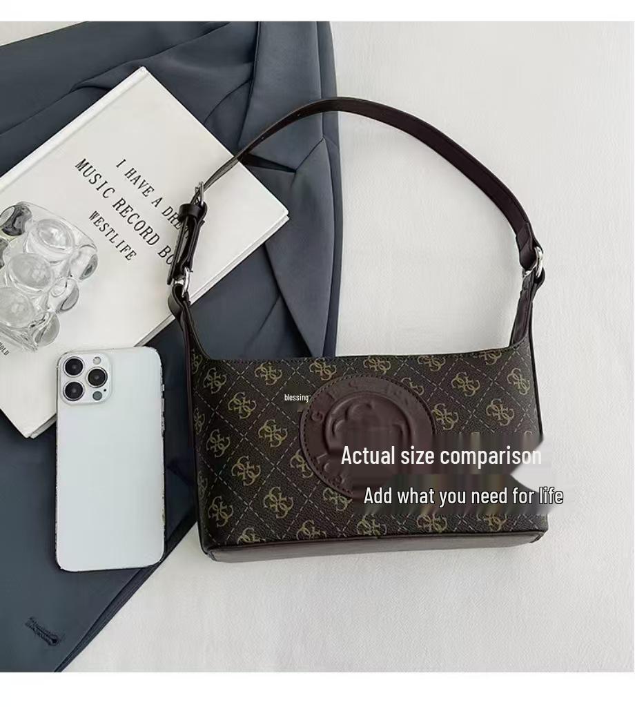 Trendy High-End Women's Niche Fashion Shoulder Crossbody Bag with Versatile Print Letter Design