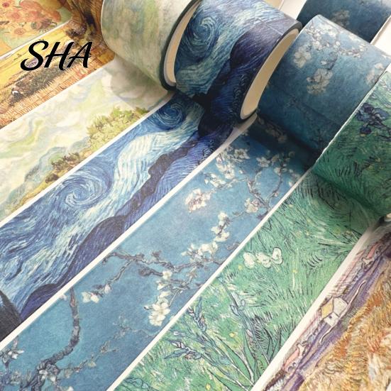 Washi Tape Tape, Oil Painting Decorative Masking Artist Patterns Adhesive Artistic for DIY Crafts, Junk Journal, Gift Wrapping, Scrapbooking Supplies