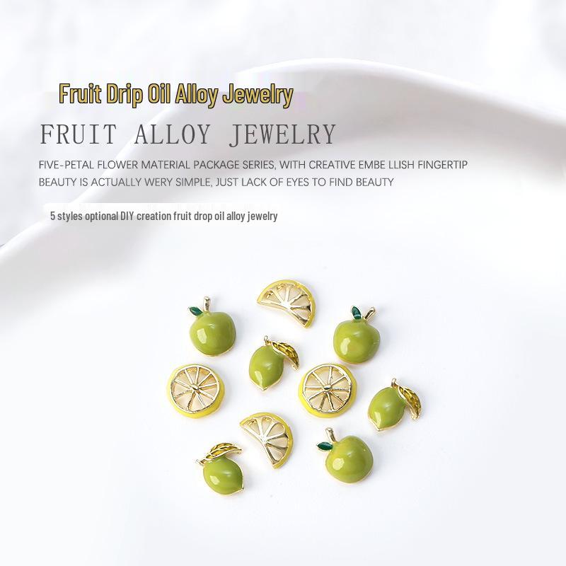 

Металеві шарми для нігтів серії Фрукти : Лимон, Лайм та Яблуко Дріп Олія DIY Прикраси (Набір із 5 шт)
