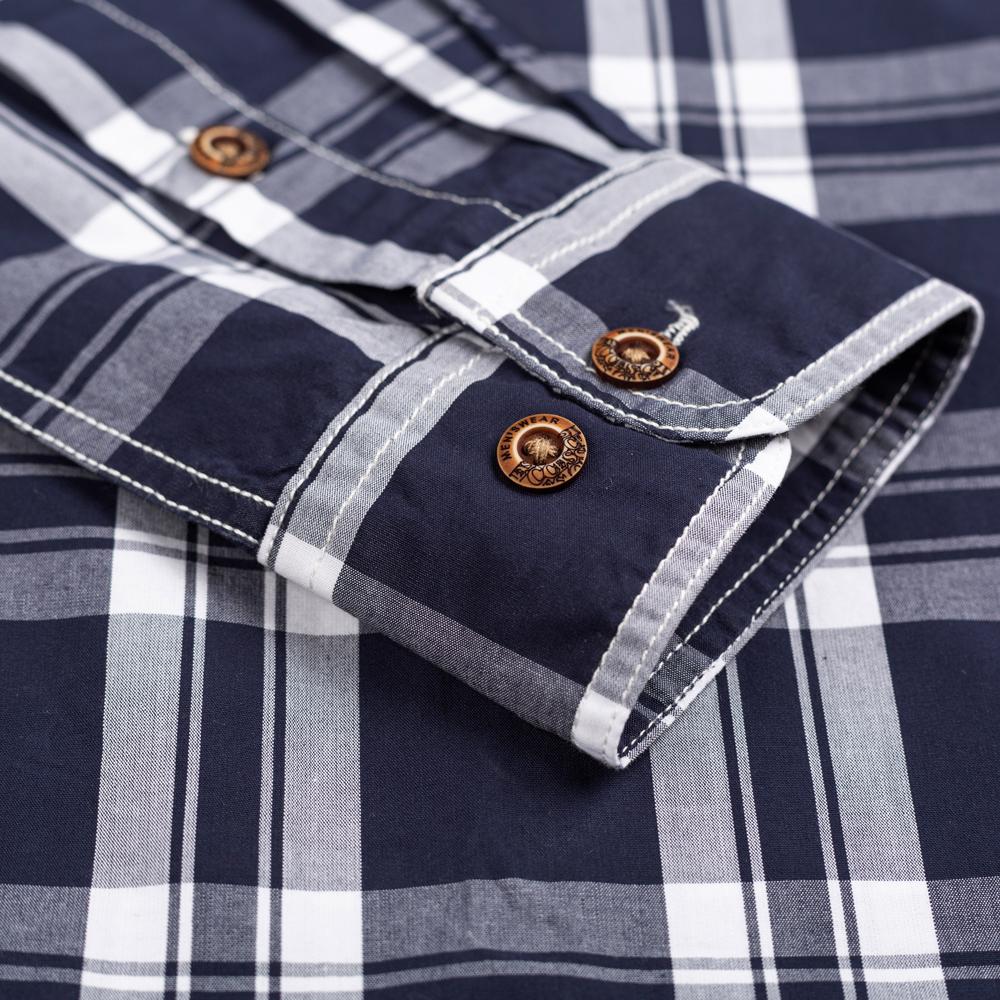 Herren Langarm Colorblock Kariertes Muster Hemden, 100% Baumwolle Regular Fit Business Casual Karomuster Button-down Hemd