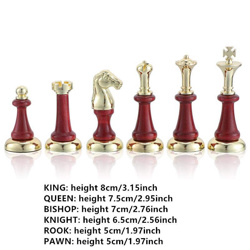 Extra-Large Chess 45Cm/ 17.7-Inch Wooden Folding Chessboard, High-End Metal Large Zinc Alloy + Wooden Chess Pieces High-End Gift