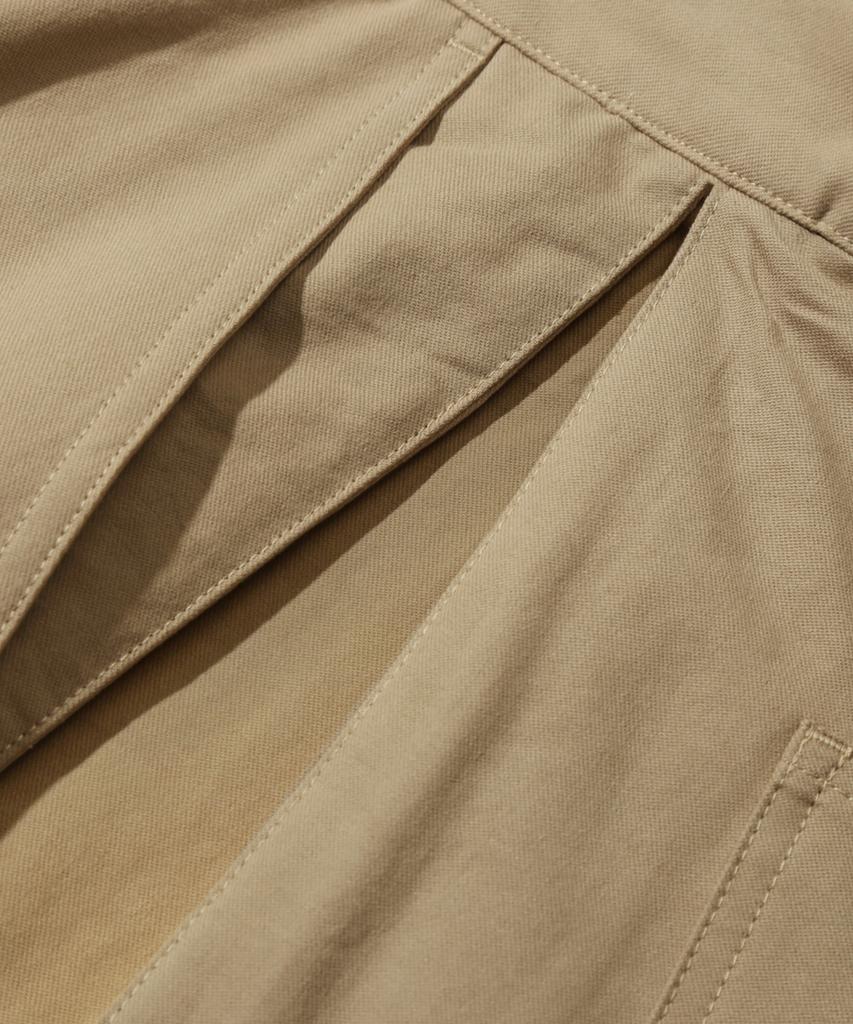 TRILLION Side Tuck Snap Button Wide Cotton Pants (Beige)