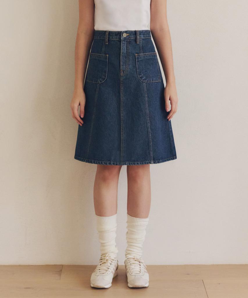 Zero Street Midi Flare Denim Skirt / Indigo