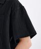 TAKEASY Crinkle Open Collar Half Shirt (Black)