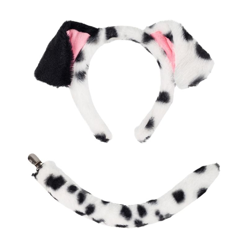 Dog Tail with Dog Ear Headband Nose Tail Skirt Bowtie Halloween Dog Costume for Children Teen Adult Cosplay