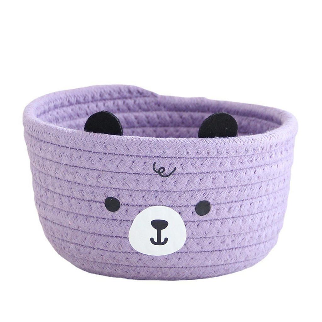 Sturdy Handwoven Cotton Rope Storage Basket with Adorable Pandas Designs Portable for Household Use Organization Items