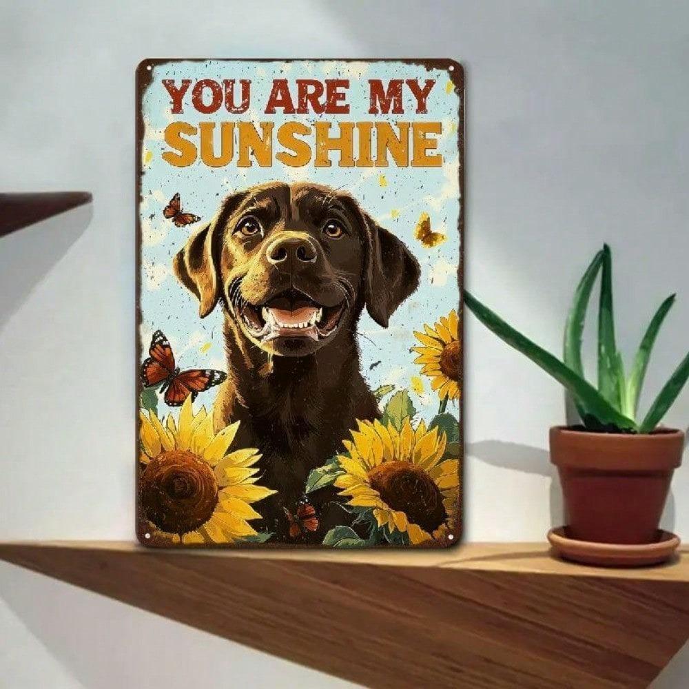Vintage Farmhouse Dog Tin Sign You Are My Sunflower Wall Decor Home Kitchen Metal Plaque