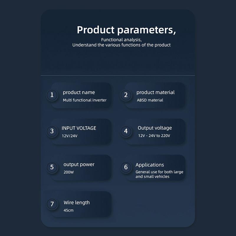 Car Power Inverter 200W 12V/24V To 220V Converter Charger Adapter Universal Socket Portable Vehicle-Mounted Home Auto Inverters