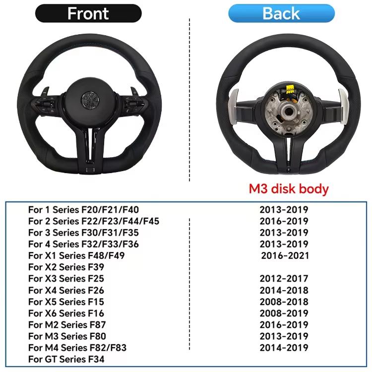Black Chrome Sport Leather Steering Wheel For BMW F30 F36 F20 F23 F22 M3 F80 X1 F48 F10 F07 F01 M5 E84 E87 E90 E70 BMW Car Accessory Easy to install