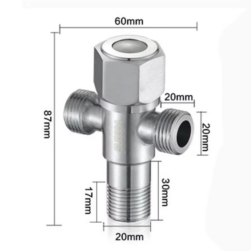 Stainless Steel Bathroom Quick Opening Triangle Valve Faucet Accessories Two-way Angle Valve G1/2 Thread Water Inlet