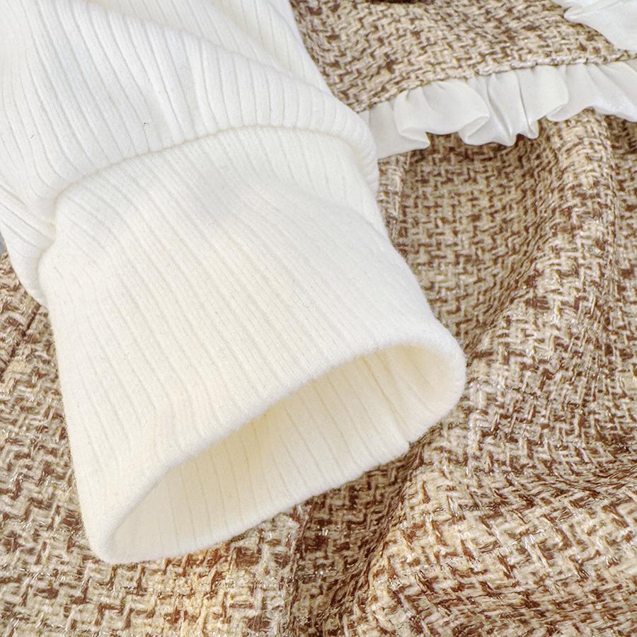 Autumn Sweet Bow Baby Girl Dress Simple Checkered Long Sleeved Children'S Clothing Suitable Babies