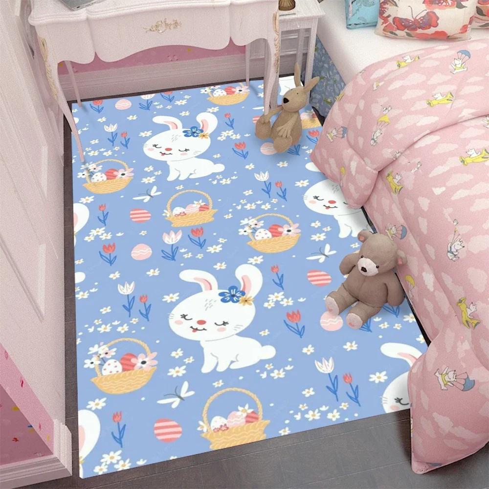 Cartoon Bunny Carpet Rug for Home Living Room Bedroom Sofa Doormat Decor,kids Game Area Rug Floor Mat Gift