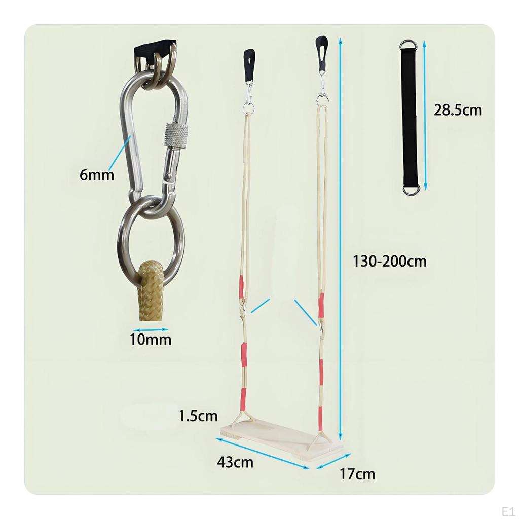 Hanging Wooden Swing Wood Adjustable Seat Easy to Install Exterior-Play