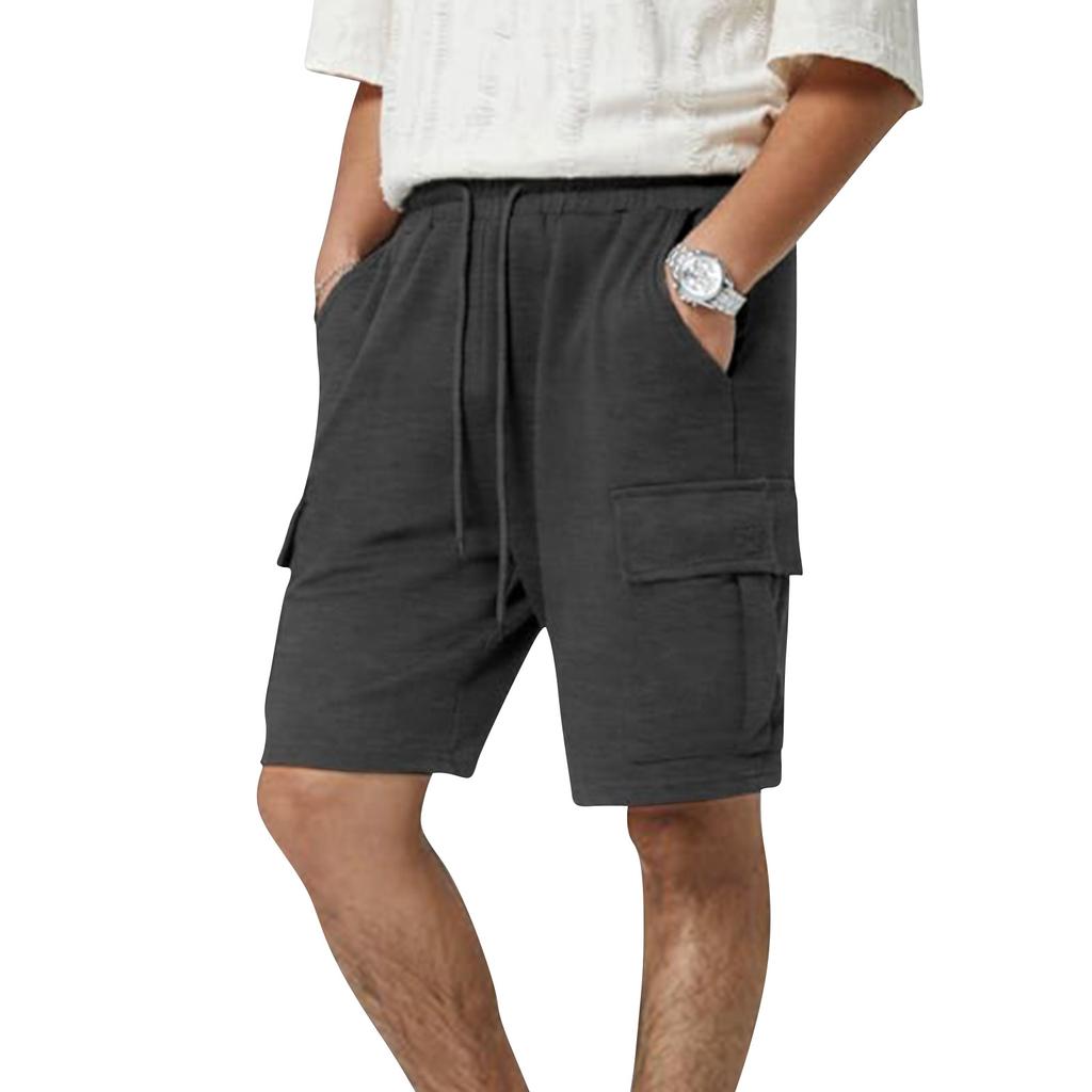Men Casual Relaxed Fit Drawstring Waist Shorts with Multiple Pockets for Sports and Activities Lightweight Material
