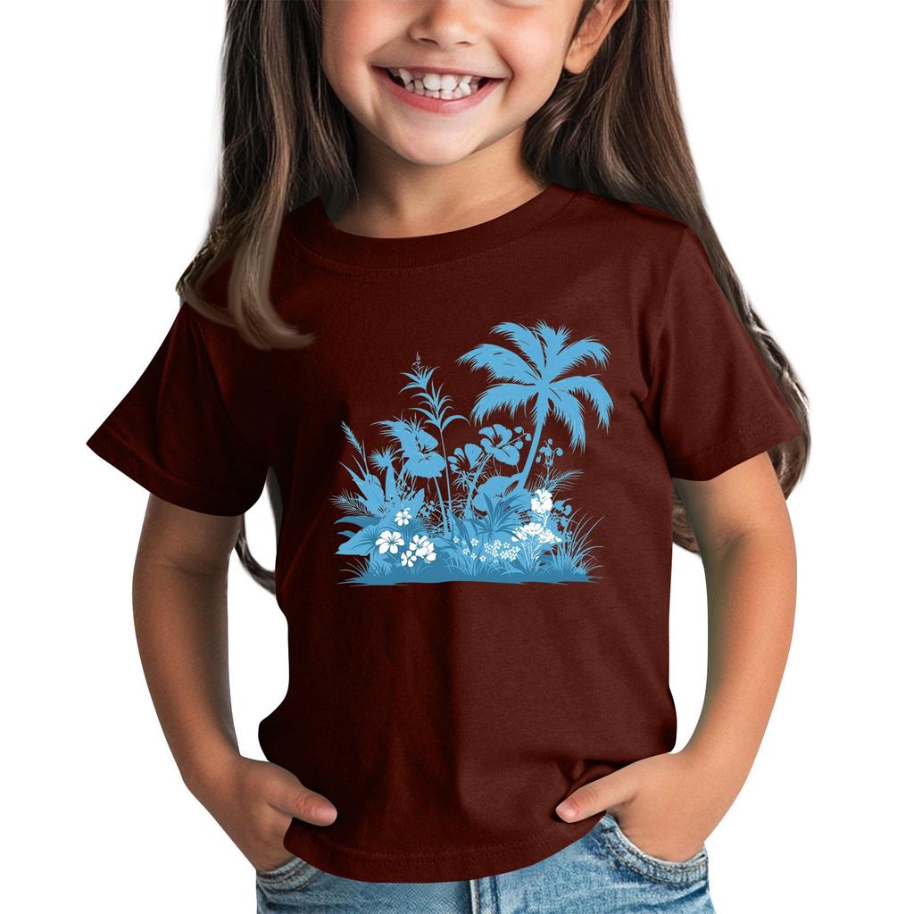 Kindermode Täglich Bedrucktes Rundhals Kurzarm Lässiges T-Shirt Top