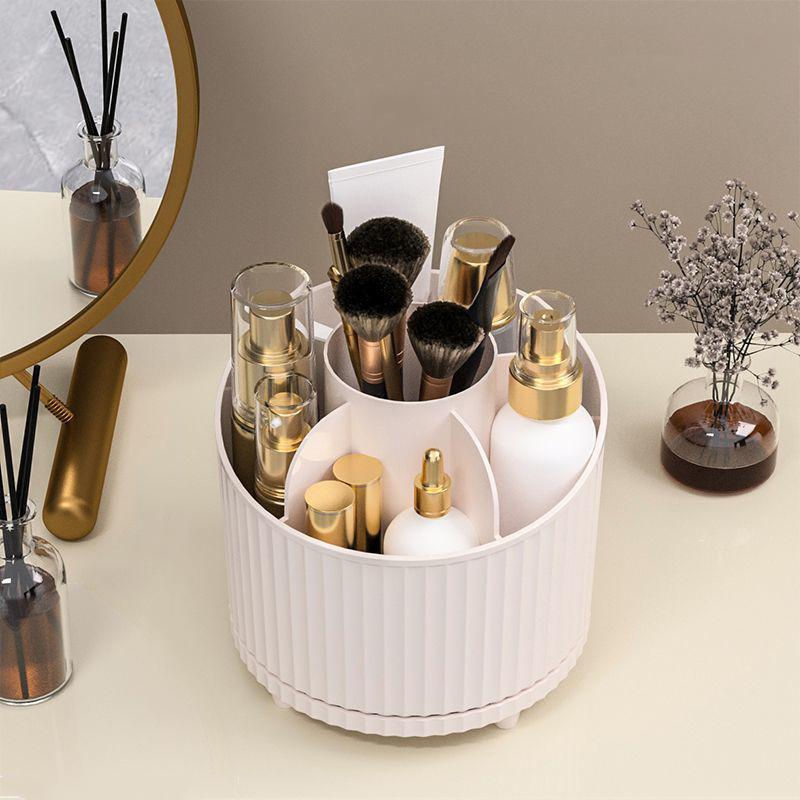 Weiß Rosa 360° drehbarer Make-up-Organizer Tragbare Desktop-Kosmetik-Aufbewahrungsbox Badezimmer Multifunktionaler Lippenstift-Pinselhalter