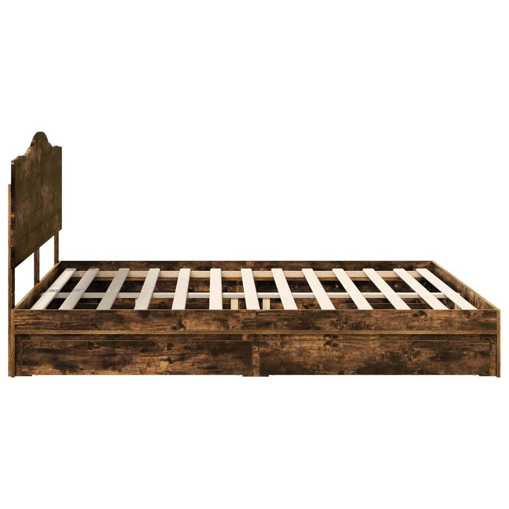Storage Bed Smoked Oak 180 X 200 Cm Engineered Wood