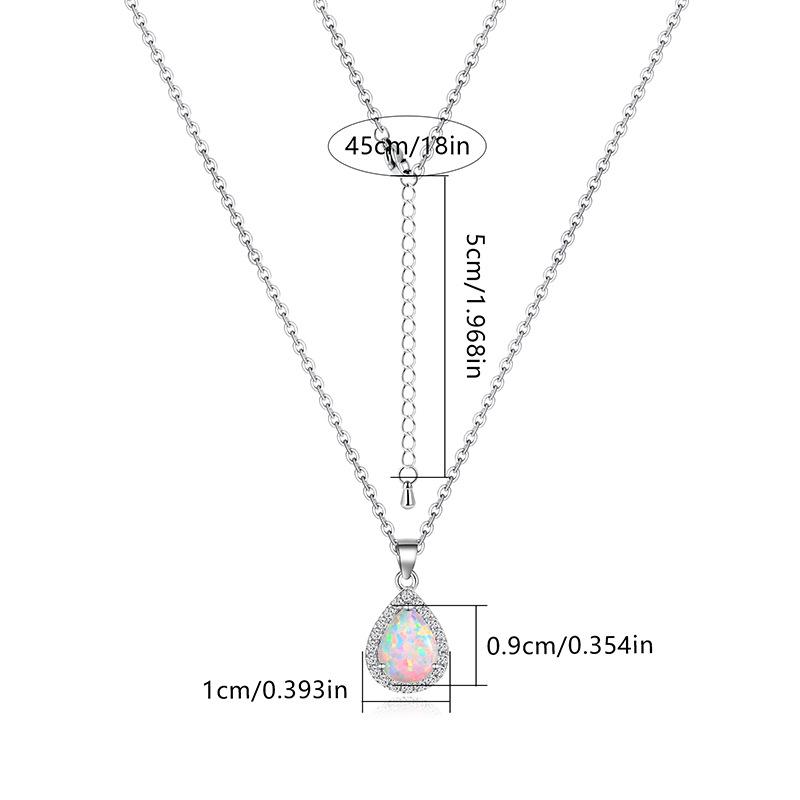 Water drop opal pendant necklace zircon hemming copper plated real gold high quality opal opal jewelry