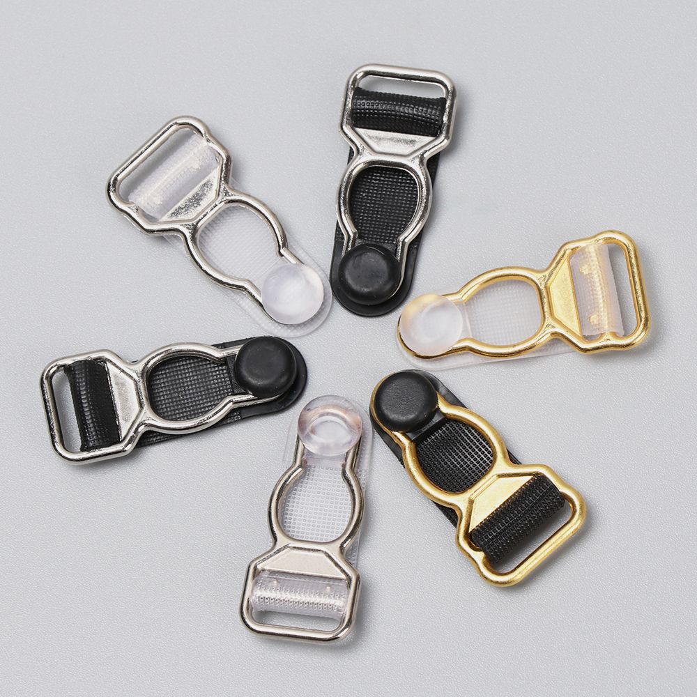 10/12 mm 10 Pcs Rubber+Metal Black Corset Leg Garter Belt Clip Hooks Adjusting Suspender Ends Buckles Hosiery Stocking Grips
