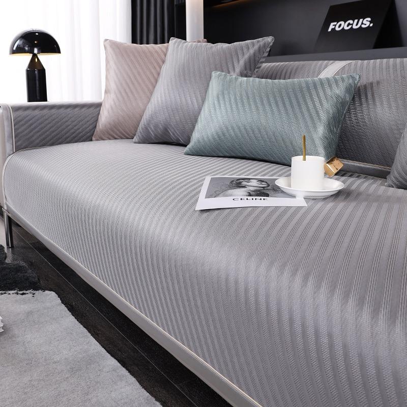 Sofa Cushion Summer Ice Silk Summer Mat Non -Slip Simple Modern Light Luxury Gray High -End Cushion Summer Sofa Cover Slipcover