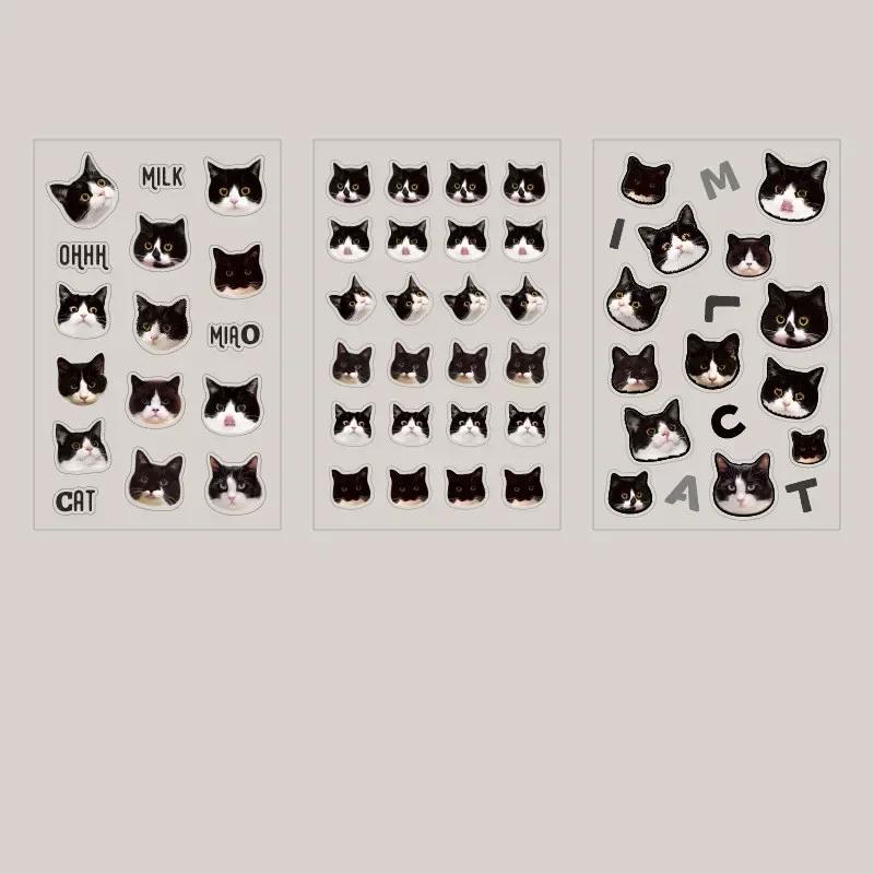 Cute Cat Head Flat Sticker Cartoon Animal Guka DIY Handbook Decoration Kawaii Stickers Stationery