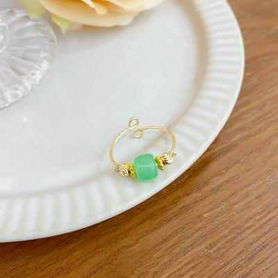New Chinese Imitation Hetian Jade Ring Women's Opening Adjustable Niche Index Finger Ring Popular Jewelry