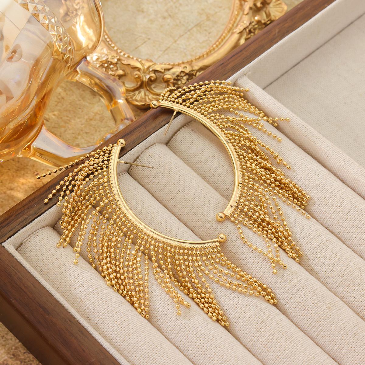 

Vintage Bohemian Tassel Bead Earrings With 925 Silver Needles Currently Popular золотий