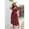 V Neck Retro Floral Print Women's Dresses Bohemian Short Sleeve Loose Female Spring Clothes Elegant Plus Size Vestidos Mujer