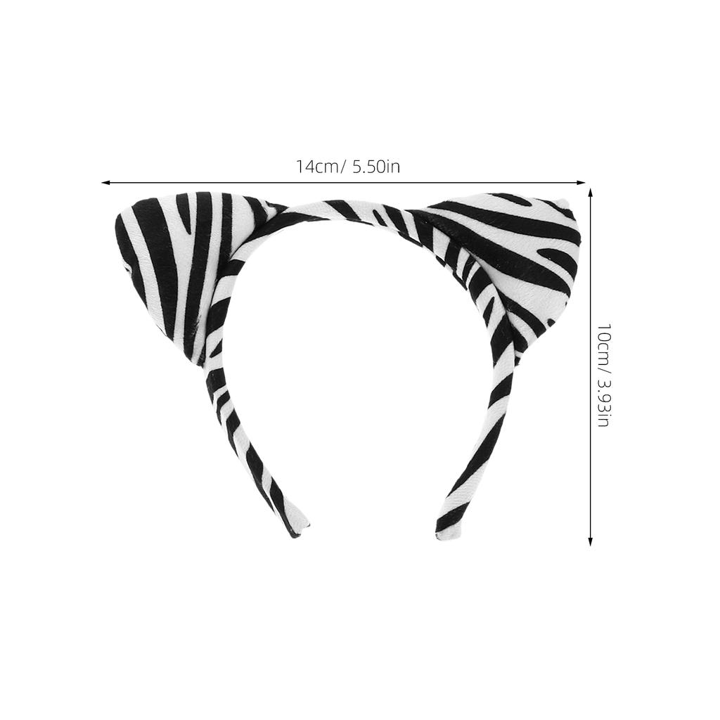 2 Set Dekorativ Barnkostym Zebra Cosplay Fluga och Svans Huvudstycke för Halloweenfest Kostymrekvisita Hårband Svansset
